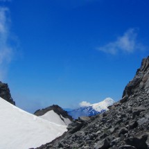 Some of the summits of Volcan Calbuco with Volcan Osorno in the background